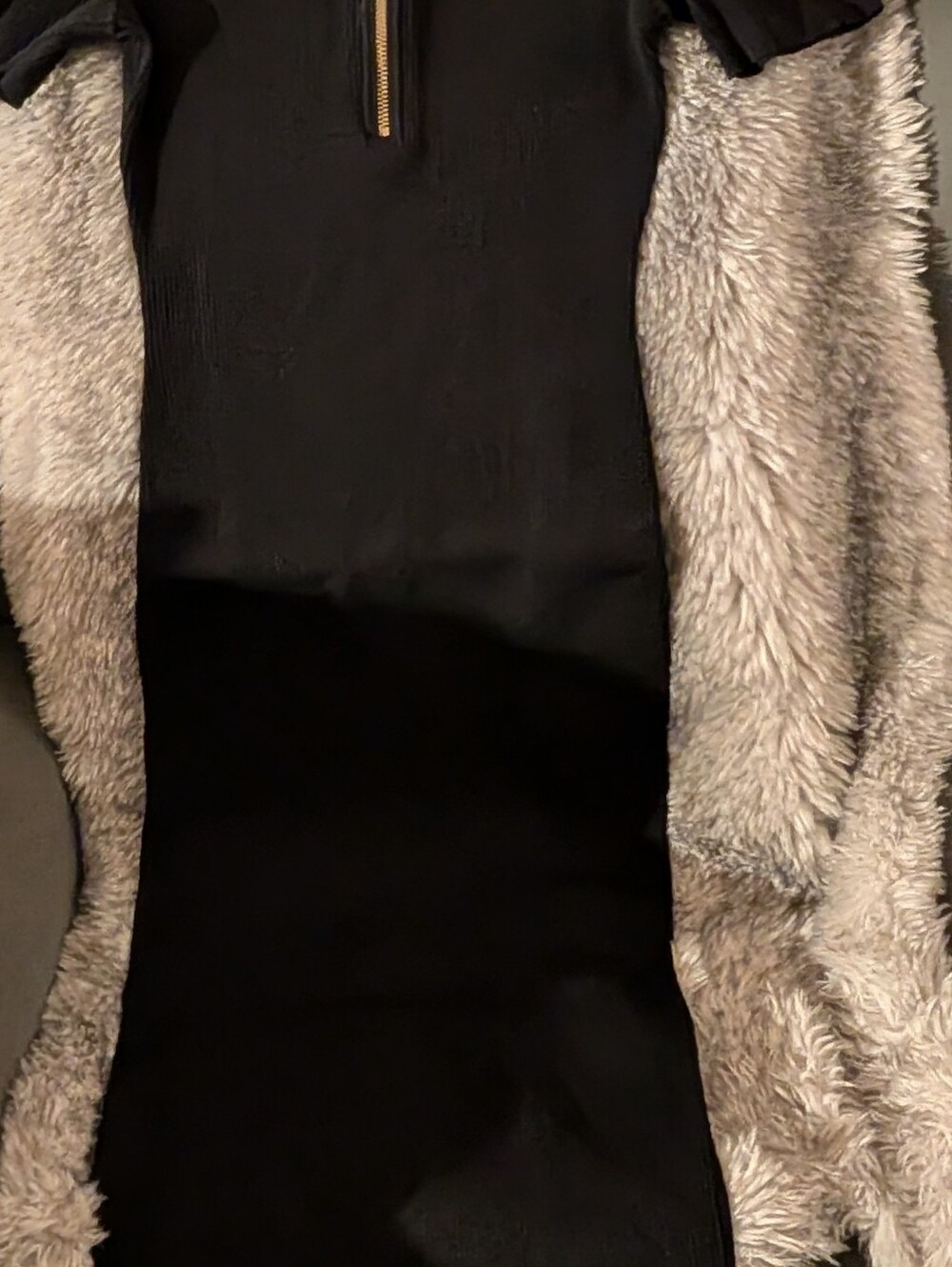 Michael Kors Black Ribbed Zip-Front Dress with Gold MK Pull